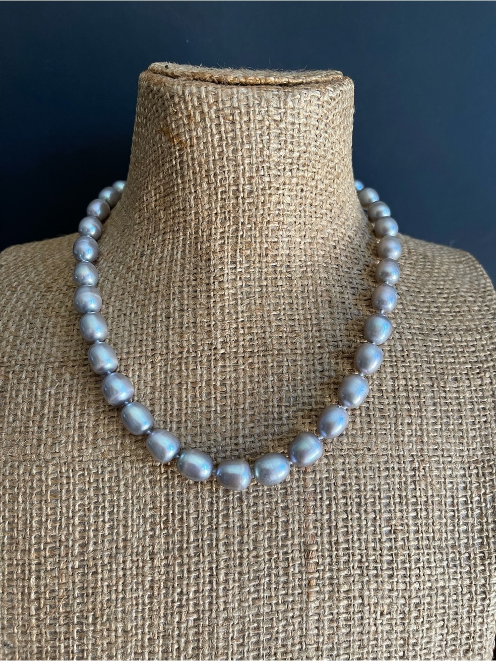 Genuine freshwater Silver Gray Pearl Beaded Necklace.